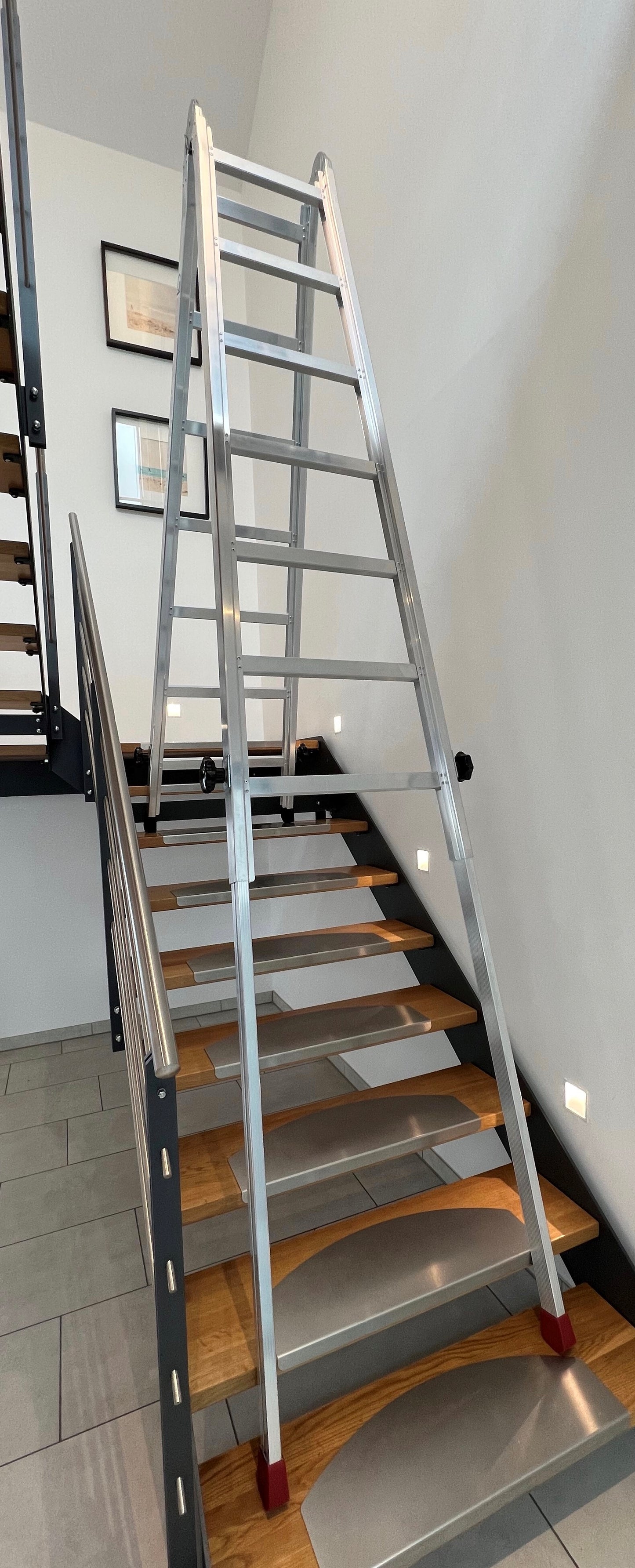 Gödde Treppenleiter 2 x 7 Stufen (Anlegeleiter, Stehleiter, Treppenleiter)