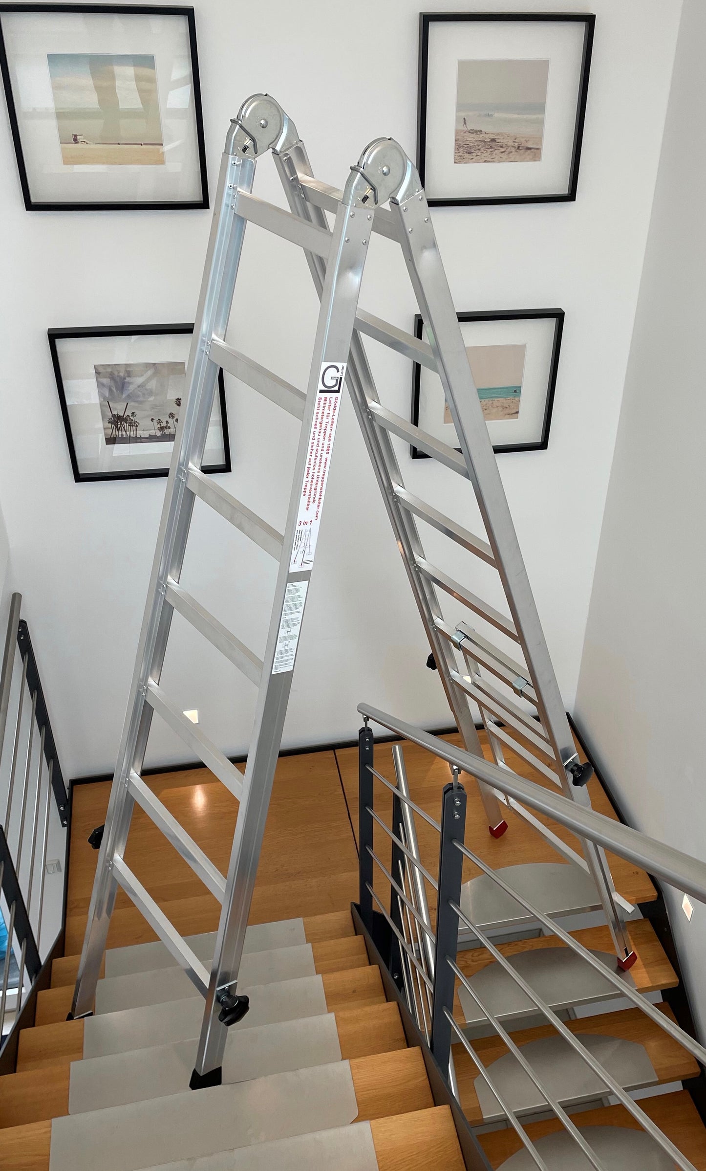 Gödde Treppenleiter 2 x 7 Stufen (Anlegeleiter, Stehleiter, Treppenleiter)
