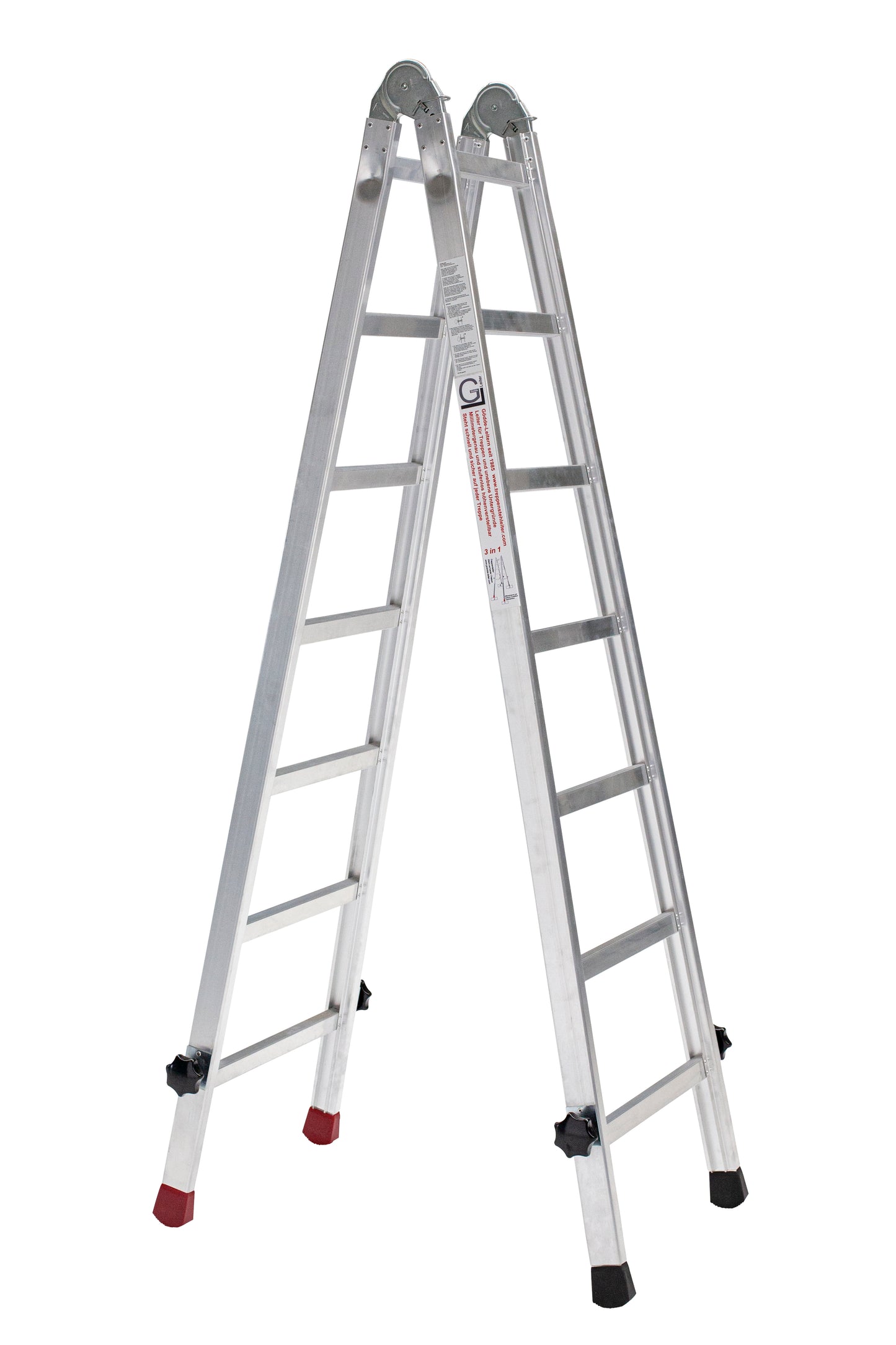 Gödde Treppenleiter 2 x 7 Stufen (Anlegeleiter, Stehleiter, Treppenleiter)