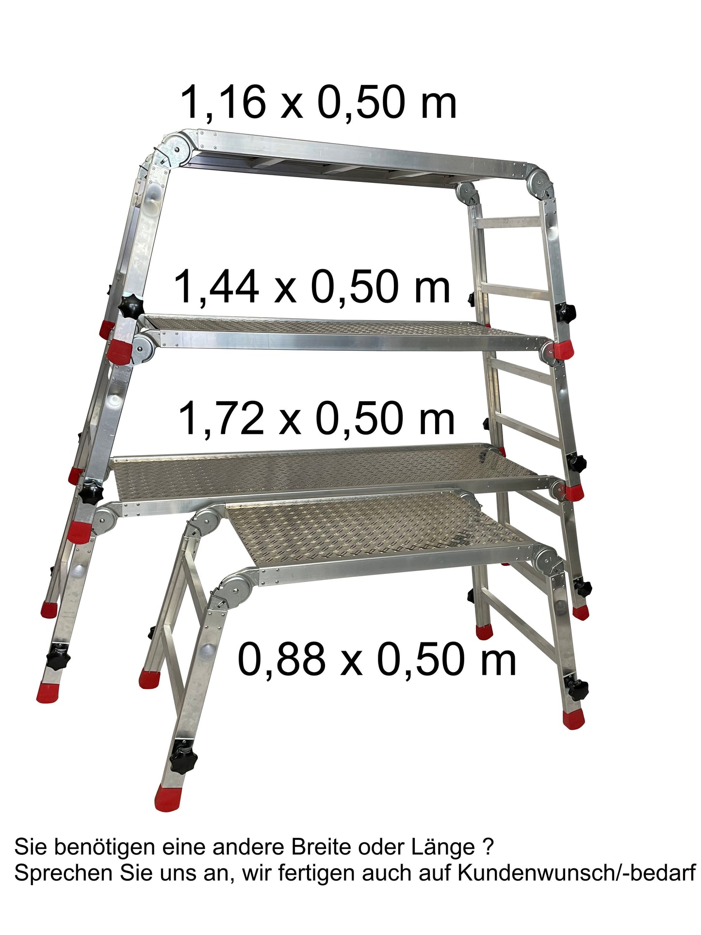 Arbeitsplattform mit verstellbaren Beinen Größe 1,72 x 0,50 m